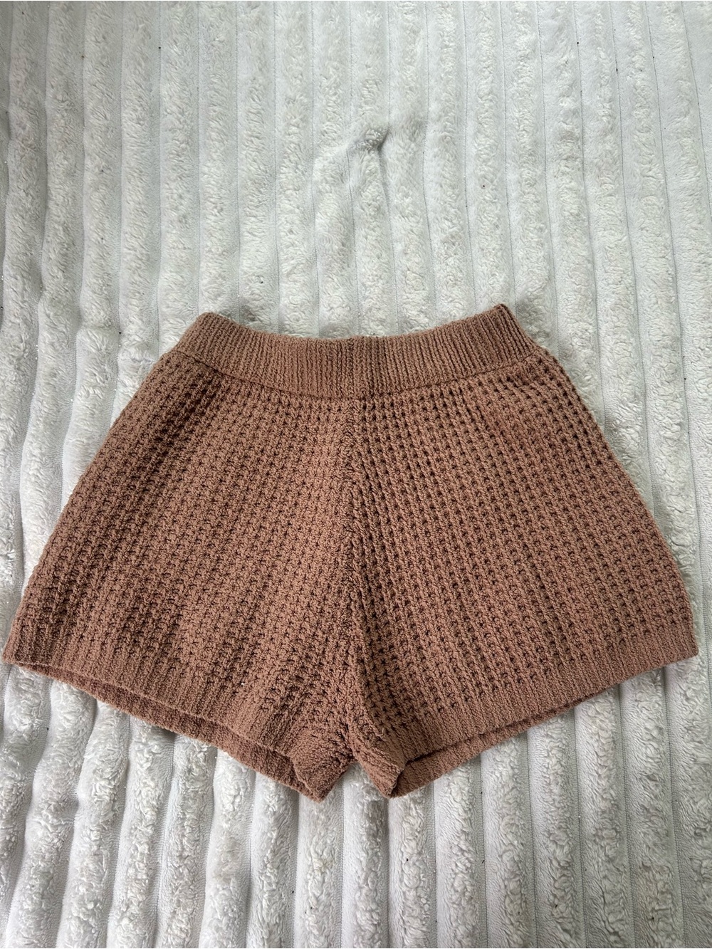 brown crochet shorts